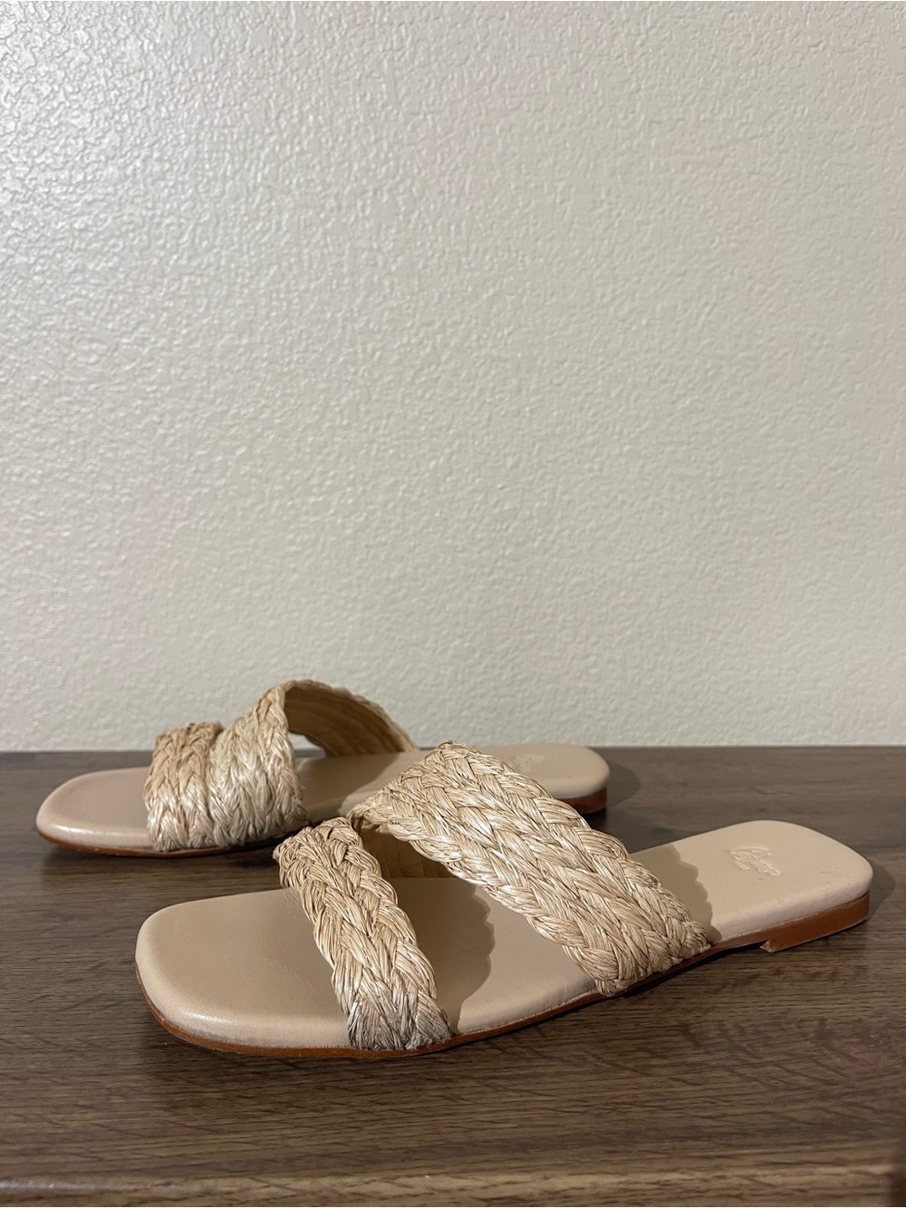 Castaner Natural Braided Straw Slide Sandals